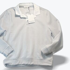 & everything Mens Rugby Sweatshirt Light Grey White Collar MT24087 Size L NWT